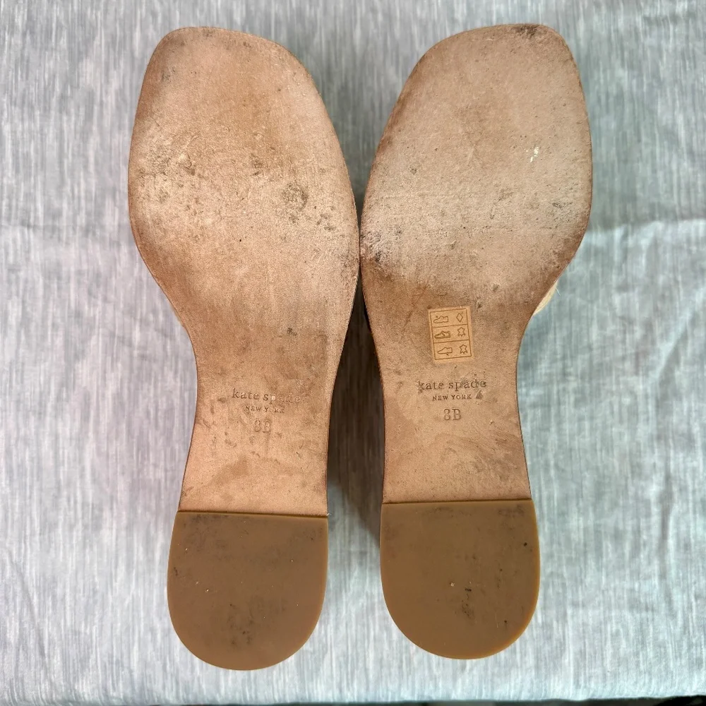 Kate Spade New York Cork Platform Wedge Slide Sandals Size 8B Espadrille Trim - Picture 7 of 7